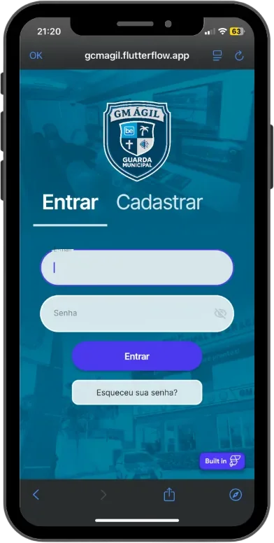 Tela de login do app