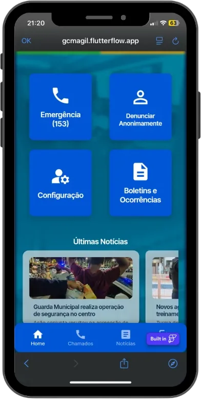 Tela inicial do app
